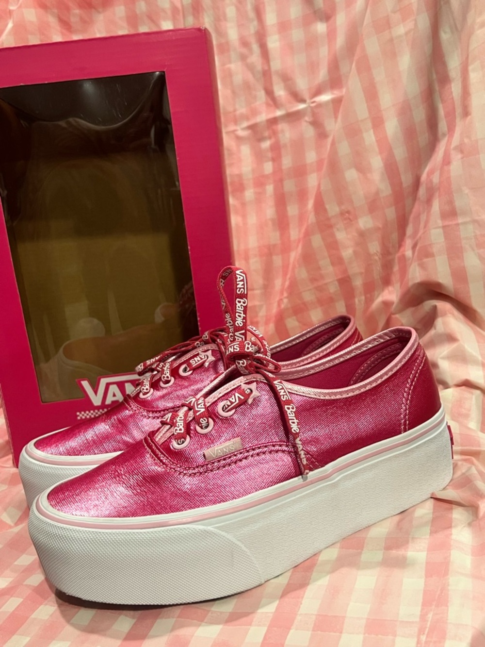 Vans x Barbie Platform Sneakers Pink Metallic | 7 | EUC | Limited Edition ‼️ - Picture 14 of 15